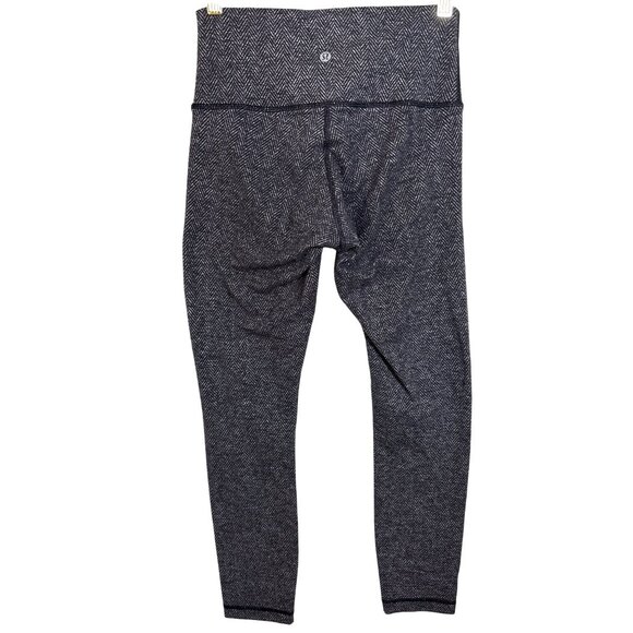 Lululemon Leggings Size 4 Black Gray Herringbone Lounge Comfort Workout Ankle - Picture 6 of 7